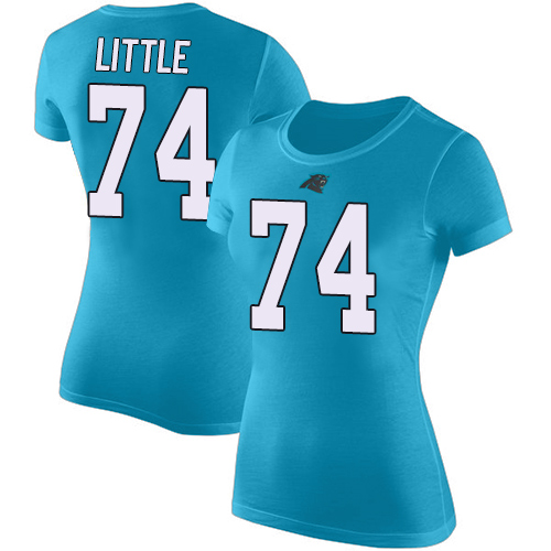 Carolina Panthers Blue Women Greg Little Rush Pride Name and Number NFL Football #74 T Shirt